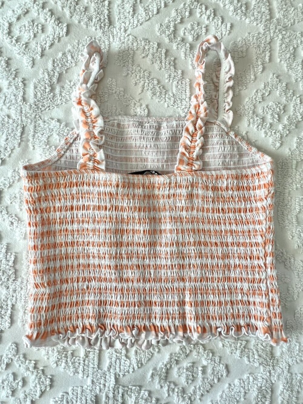 Smocked Gingham Crop Top | Size Medium | Cottagecore Festival Picnic Core - Picture 2 of 7